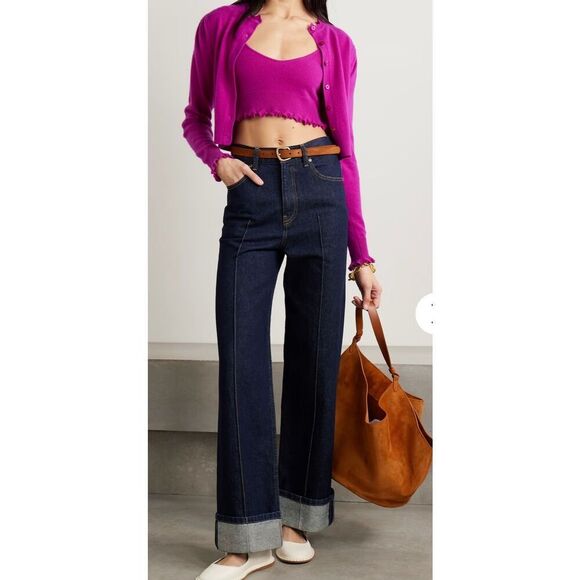 ULLA JOHNSON Elia cropped ruffled 100% cashmere tank NWT Size Small - Picture 2 of 9